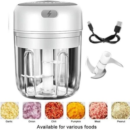 (Hvit) Mini elektrisk matkutter - Merke - Modell - 30W - 250ml - Hvit