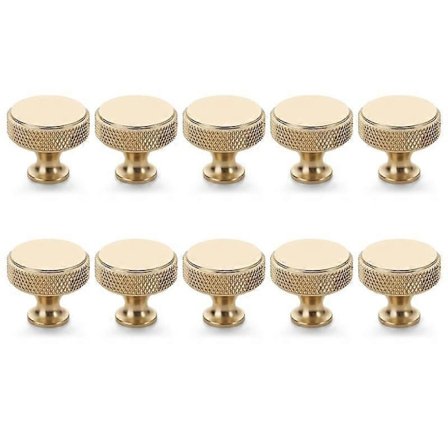 10-pack Champagne Brons Räfflade Skåpknoppar Runda Kökslådor Draghandtag för Lådor, Byråer, Skåp och Garderober