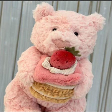 Jellycat Pehmolelu, pehmeä ja mukava, loistava lahja lapsille, ystävänpäiväksi tai keräilyyn, mansikkakakun vaaleanpunainen karhu.