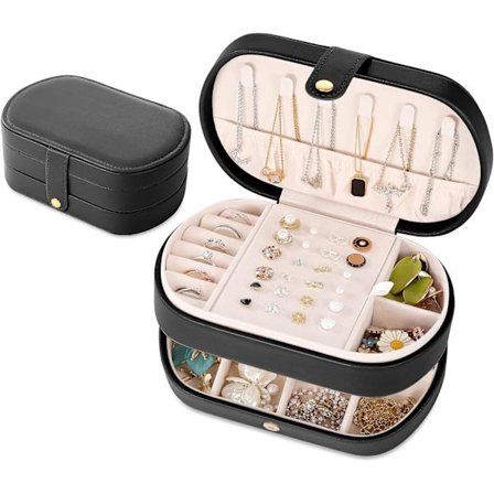 Reise smykkeskrin for kvinner og jenter (svart), ultra praktisk