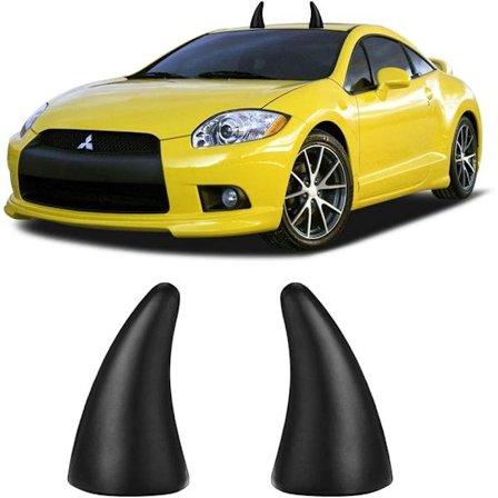 Biltag 3D Djævel Horn Dekoration - Nem at finde bil på parkeringspladsen Anti-kollision Beskytter Hjelm Mærkat (Sort)