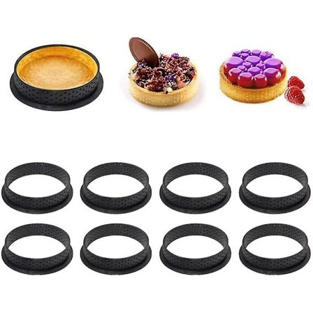8 st perforerade kakformskärare runda mousse cirkelring, cirkel tartlet