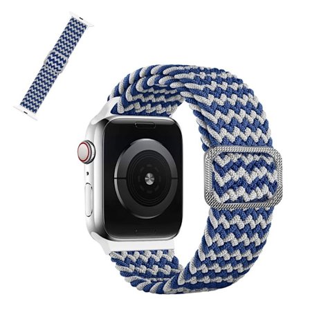 Apple Watch 40 mm klockarmband med nylonmönster - Våg Blå Vit