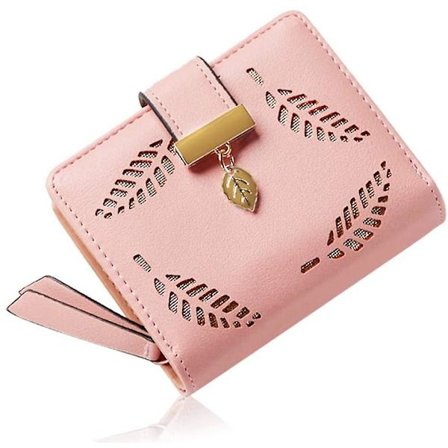 Sööt nahkainen lyhyt lompakko (vaaleanpunainen)