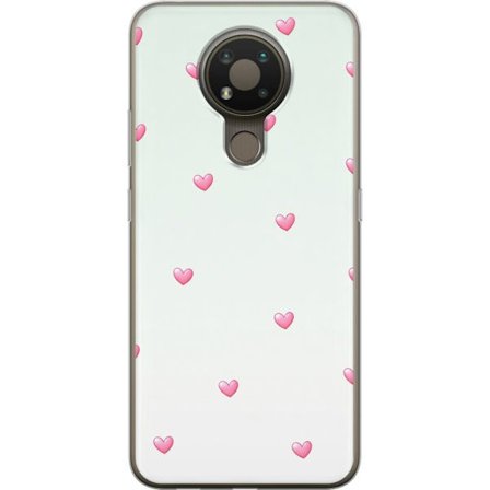 Yhteensopiva Puhelinkuori Nokia Nokia 3.4 Minimalistinen kuvio vaaleanpunaisilla sydämillä vaalealla taustalla, suloinen ja yksinkertainen muotoilu