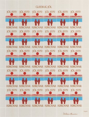 Færøerne - Julemærkeark 1979 - Takket - Ubrugt eller foldet