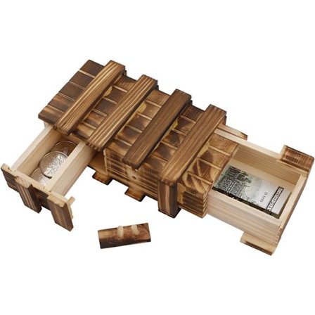 2x Magisk puslespil æske i træ Hemmelig puslespil æske, Hjerne teasere æske Mysterie gaveæske med 2 store hemmelige rum