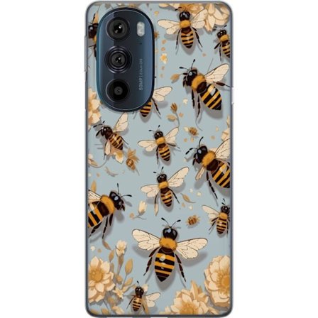 Kompatibel Mobilcover til Motorola Motorola Edge 30 Pro Bier og Blomster Naturinspireret Design med Blå Baggrund Charmende Motiv der Hylder Sommeren