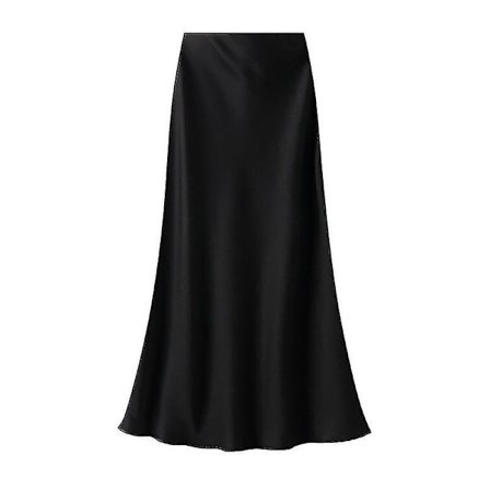 Satin Midikjol Hög Midja Långa Kjolar För Kvinnor SSBgv