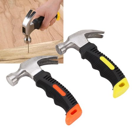 2-pak Kløfthammer Mini Spikeruttrekker Rund Overflate Høy Styrke TPR-Håndtak Bærbar Hammer Verktøy for Arbeid