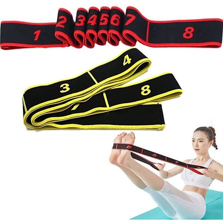 2 st Stretch Resistance Band, multi-loop justerbar träningsband med siffror, röd-gul