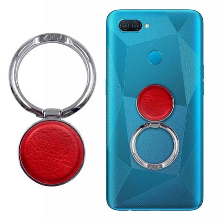 Universellt ringställ i läder för telefon - Röd