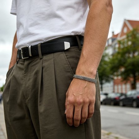 Silberfarbenes Edelstahl Fuchsschwanz Ketten Armband für Männer - Edelstahl Armbänder