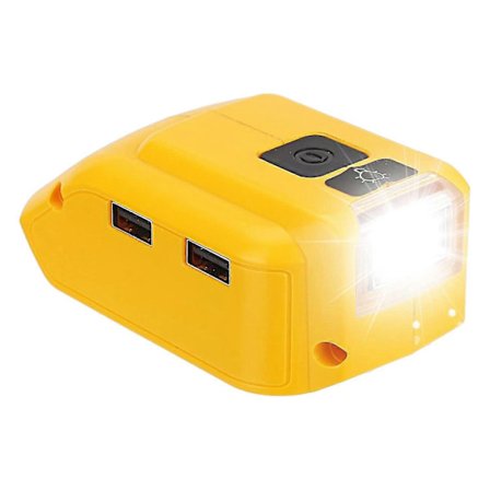 Batteriadapter för Dw 20v Batteri Usb Telefonladdare, LED Arbetslampa med Dubbel Usb Laddare och 12v