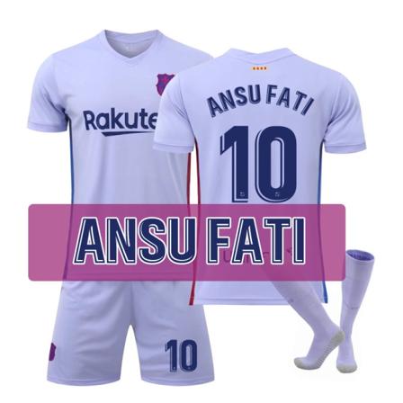 21-22 Barcelona udebane nr. 10 Messi nr. 25 Aubameyang 21 De Jong 9 Depay fodbolduniform Fati trøje No. 10 Fati with socks 28#