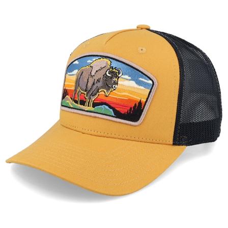 Wild Spirit - Oransje trucker Caps - Buffalo Big Patch Burnt Gold/Black A-frame Trucker @ Hatstore