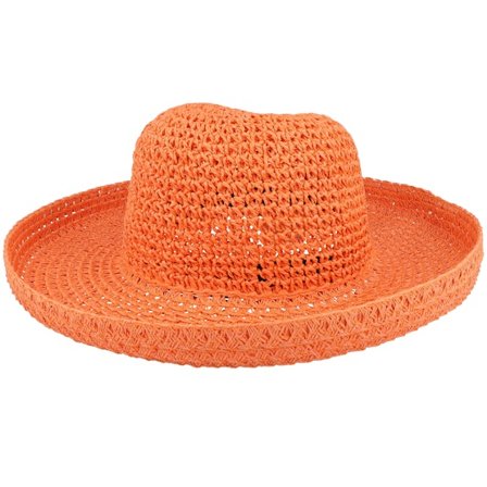 Seeberger - Orange straw Hat - Paper Straw Bolero Papaya Straw Hat @ Hatstore