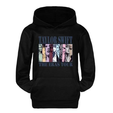 3-16 år Kids Pop Taylor Swift The Eras Tour trykt hettegenser jenter gutter hettegenser genser genser Black 13-14T 160CM
