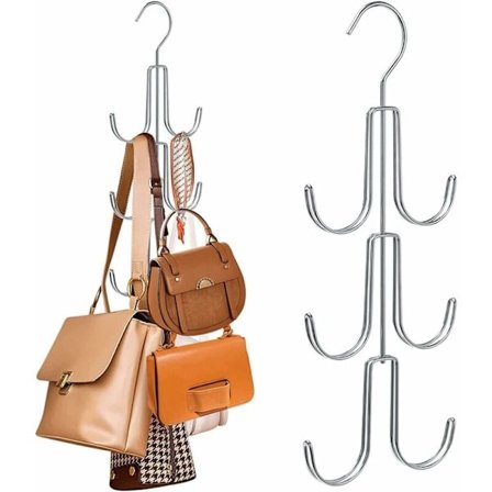 Bælteholder, slipsholder, garderobe, tørklædestrop, taskeholder til ophængning, multifunktionel bæltekrogsarrangør, slips, tørklæde, taske (sølv)