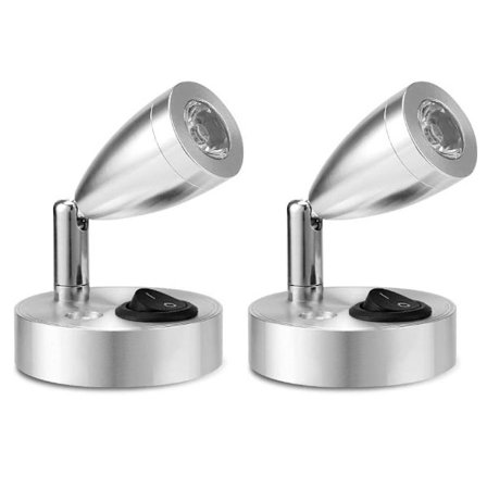 2 st 3w 12v LED Läslampa Kompatibel Båt Husvagn Husbil Bil, Med Egen Strömbrytare, Varmvitt Ljus, 3000k, 60 * 97mm