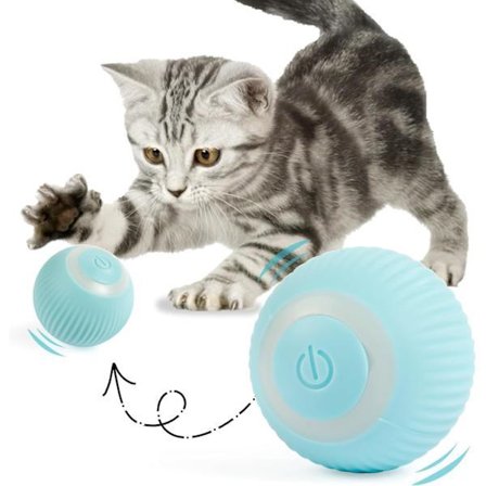 Interaktiv kattboll, 360° självgående elektrisk boll, kattboll med LED-ljus, USB,