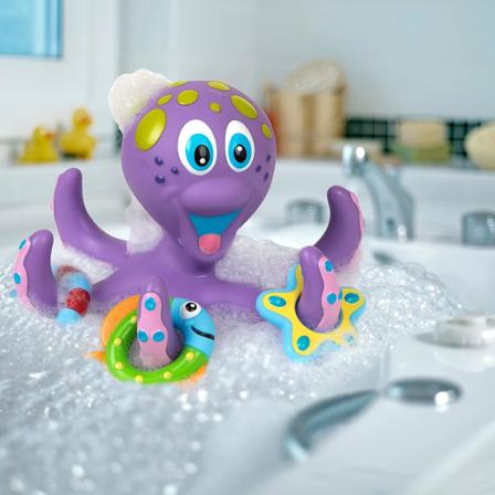 Flytande lila bläckfisk med 3 Hoopla-ringar Interactive Bath T