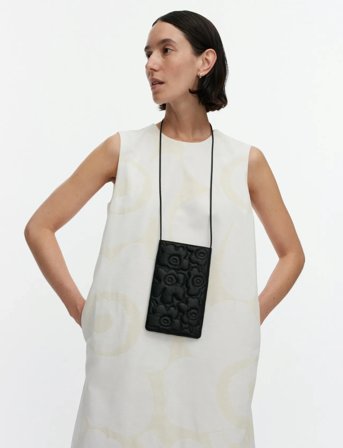 Marimekko Phone Pocket Unikko - Black - ONE SIZE