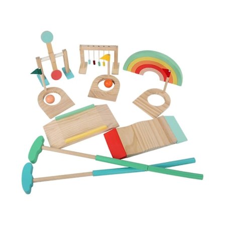 Mini Golf Set Interaktiv Träsimulering Golfset för Gräsmatta Barn