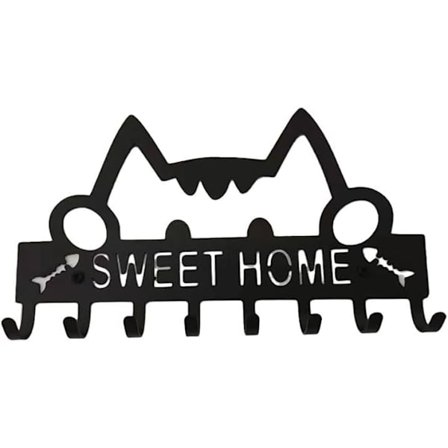 Kat Nøglekrog til Væg, Vægmonteret, Metal Nøgleholder, med 8 Kroge