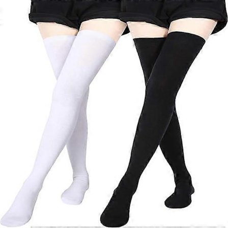 Över Knä Lårhöga Strumpor Randiga Strumpor 3-Randiga Lårhöga Strumpor Dam Tubstrumpor Varma Cosplay-strumpor för Flickor Svart och V