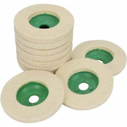 4" Vinkelsliberskiver i uld, fortykkede slidstærke poleringspuder til metal, marmor, glas, spejl, høj poleringseffekt, 10 stk.