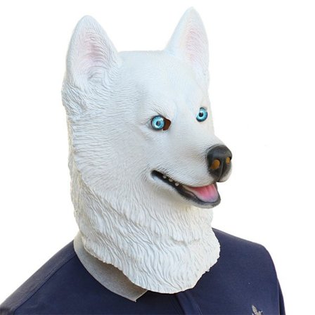 Halloween Maske, Husky Hund Latex Dyrehovedmaske Nyhedskostume
