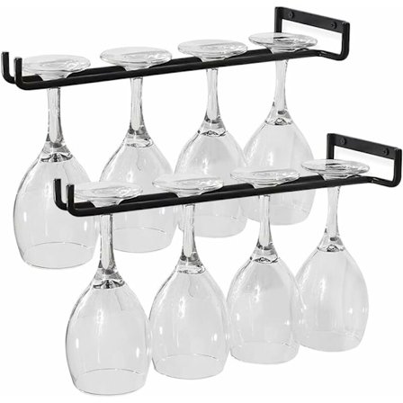 Vinglassholder, 2 stk. Vinglassholder Glassholder med skruer, Hengende holdbar metall Vinglassholder Passer til 4 glass for kjøkken, bar, rest
