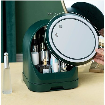 LED HD-spegel makeup bärbar förvaringsbox