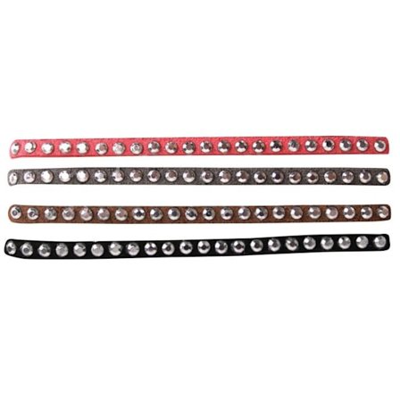 Suedesnöre med metalliska strassnitar 3mm x 1 m 4 stycken