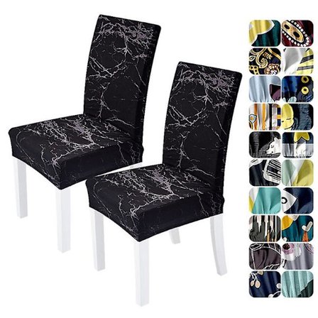 Matstolsöverdrag Set om 2, Stretch Jacquard Parsons Stolsöverdrag Super Fit Spandex Avtagbar Tvättbar Köksstolsöverdrag