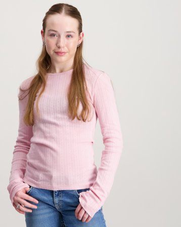 Kids ONLY KOGSALSA LIFE L/S O-NECK TOP JRS Rosa T-skjorter Jente - Kids Brand Store