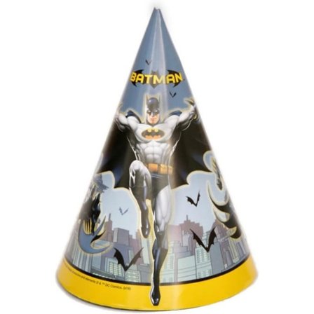 Batman Logo Partyhattar (8-pack) One Size Grå/Gul/Svart