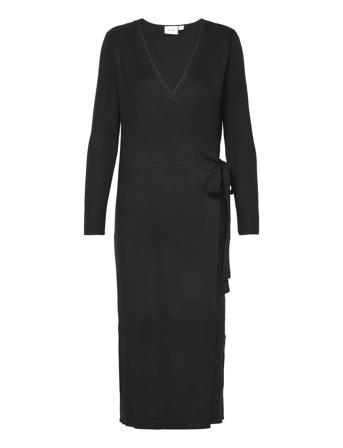 Vicomfy L/S Wrap Knit Dress/Su - Noos Dresses Wrap Dresses Svart Vila*Betinget Tilbud