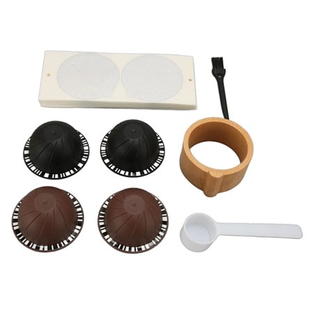 Kaffe Kapsel Refill Kit med 4 stk Kapsel Kopp 100 stk Aluminium Film Børste Skje Kapsel Holder Aluminium Folie Kaffe Tetninger Kit for Kaffe Laging