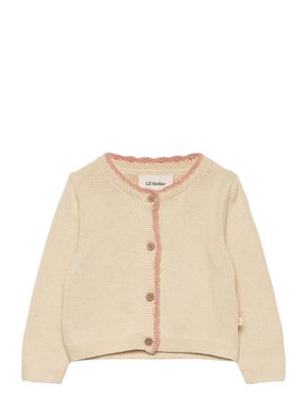 Nbfemmely Ls Short Knit Lil Strikkegenser Cardigan Beige Lil'Atelier*Betinget Tilbud