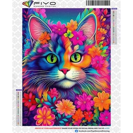 5D DIY Diamantmaleri Blomst Kat Fuld Firkantet Rund Bor Diamantbroderi Farverig Dyr Diamantmosaik Billede Hjemmeindretning BG2681 Square Drill 40x50cm