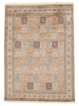 Kaschmir Reine Seide Teppich Orientalischer Braun/Orange (Seide, Indien)