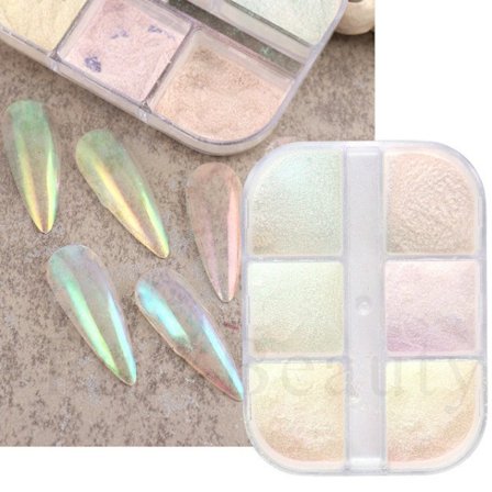 3 st Nail Glitter Magic Mirror Aurora Iridescent Puder Pärlpuder