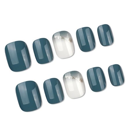 24 st Glansiga Havsblå Fransk Fyrkantiga Fingernaglar Press-On Naglar Enkel Applicering