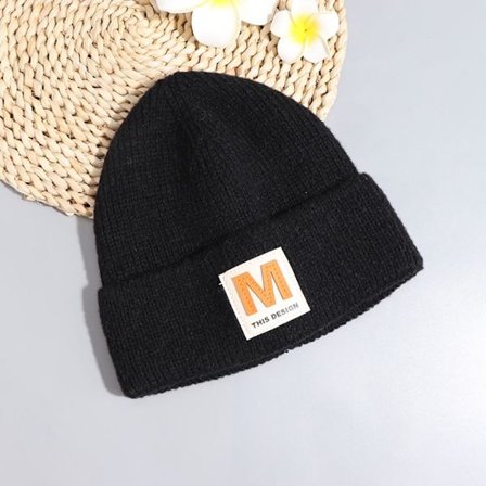 Letter Strikket Lue Pullover Lue SVART