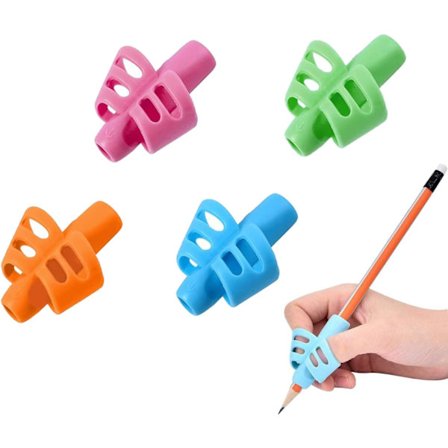 Pakke med 4 skrivehjelpemidler kompatible barn, blyantgrep kompatible barn, ergonomisk blyant