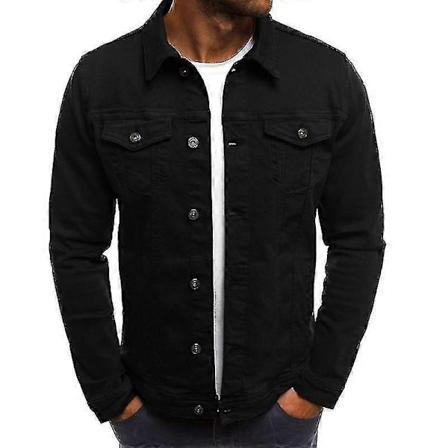 Herre Denim Jeansjakke Kort Slim Fit-Xin Black L