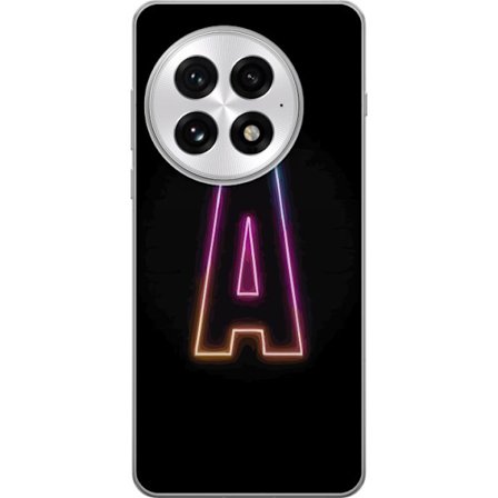 Kompatibel Mobilcover til OnePlus OnePlus 13 Minimalistisk neonbogstav A i regnbuefarvet lys mod sort baggrund i moderne typografisk stil