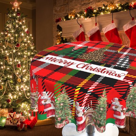 Tartan Ruutuinen Pyöreä Pöytäliina 60 Tuumaa - Pöytäliina Pyöreä Pöytäliina Vedenpitävä Tahran Kestävä Vuotamaton